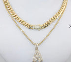 14kt gold chocker and ice chain with initial