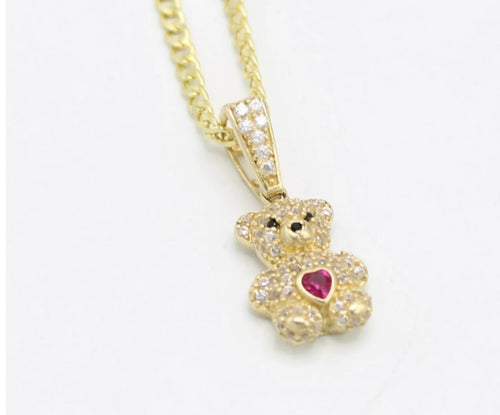 Cuban chain and teddy bear pendant