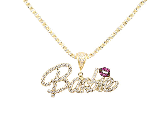 Ice chain and Barbie pendant