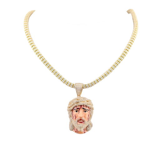 Ice chain and Jesus  pendant