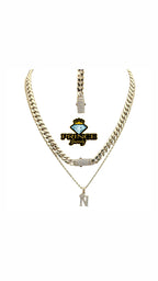 14kt gold chocker set and rope chain with initial pendant