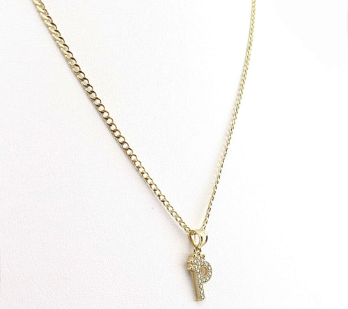 14kt gold chain and initial pendant