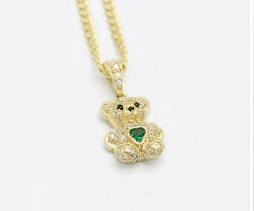 Cuban chain and teddy bear pendant