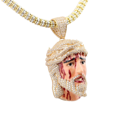 Ice chain and Jesus  pendant