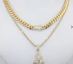 14kt gold chocker and ice chain with initial